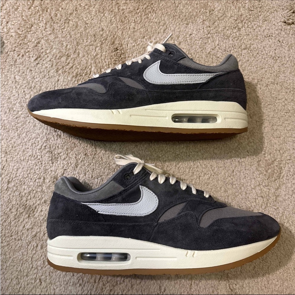 Nike Air Max 1 Crepe Premium Soft Gray Suede Shoes with Box